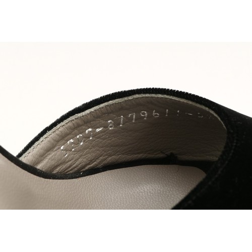 52 - Gina- Black velvet wedge sandals with black gem covered platform, heel 5