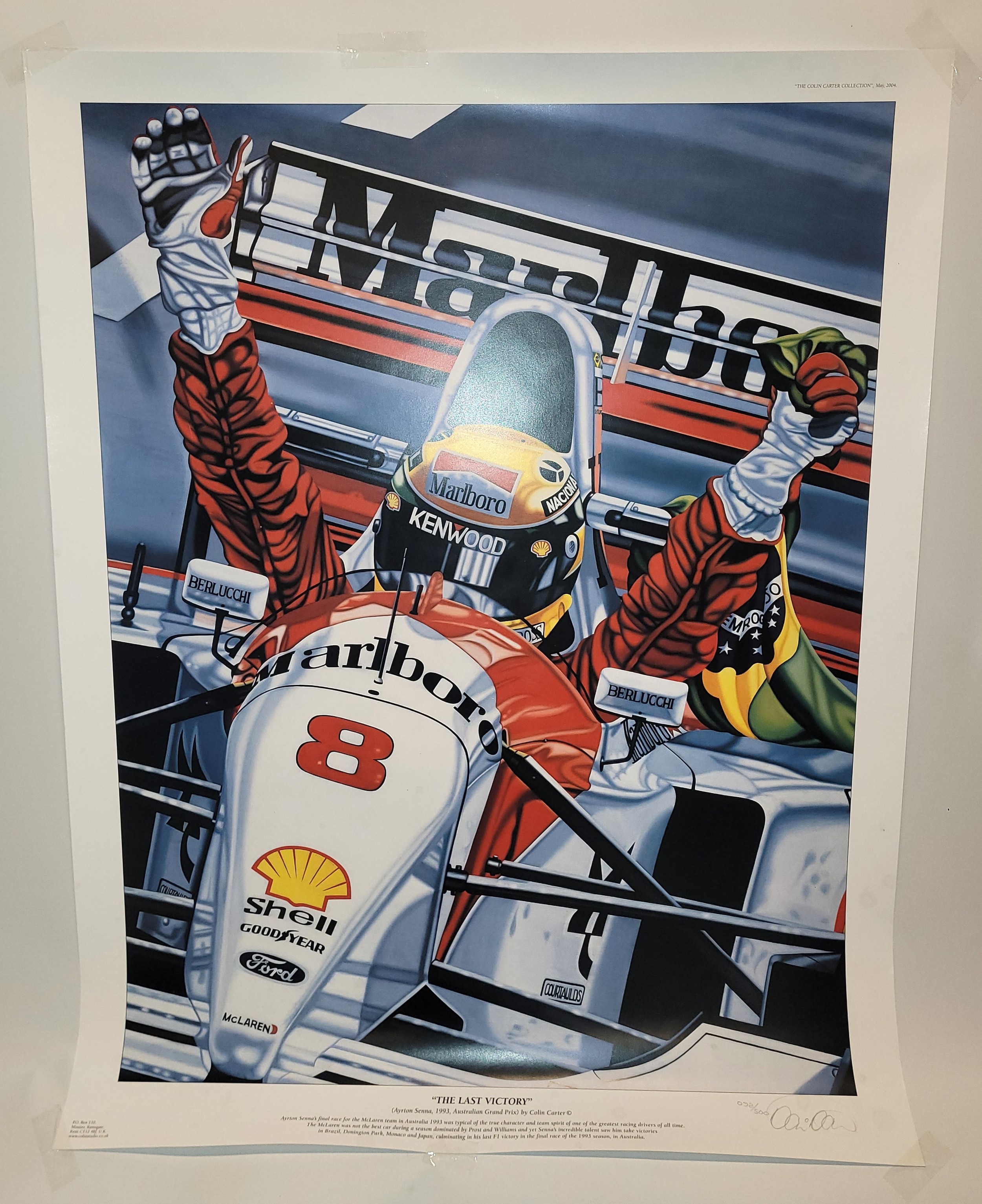 Colin Carter limited edition print, 092/500, The last victory, Ayrton ...