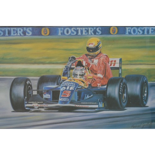 10 - Michael Goodliff limited edition print, 248/750,  Nigel Mansell and Ayrton Senna, signed in pencil b... 