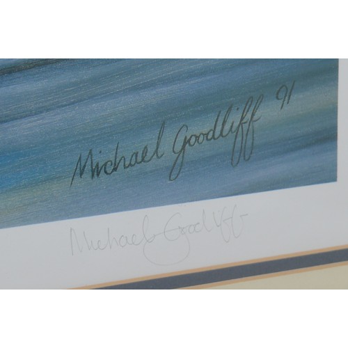 10 - Michael Goodliff limited edition print, 248/750,  Nigel Mansell and Ayrton Senna, signed in pencil b... 