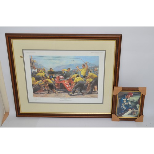 11 - Alan Fearnley limited edition print, 834/850, Mansells debut victory for Ferrari, signed in pencil b... 
