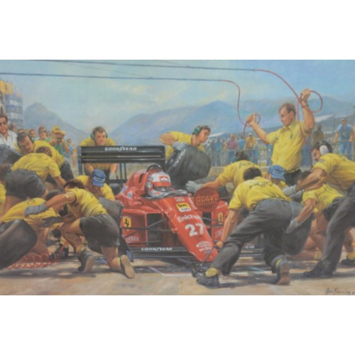 11 - Alan Fearnley limited edition print, 834/850, Mansells debut victory for Ferrari, signed in pencil b... 