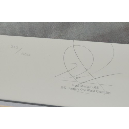 12 - Tony Smith limited edition print, 212/1500, Il Leone, Nigel Mansell, signed in pencil by both, frame... 