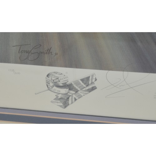 13 - Tony Smith limited edition print, 1228/3000, Victory British GP 1992 Nigel Mansell, signed in pencil... 