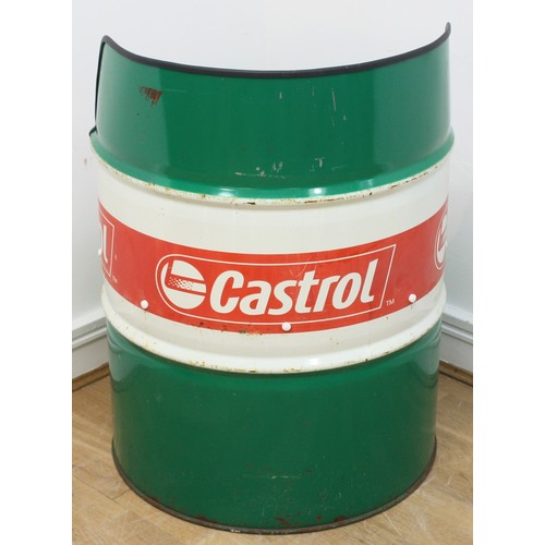 44 - A large Castrol oil drum, converted into a seat, with cushion, 87cm tall.