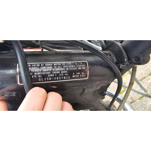 512 - 1972 Honda CL350. Registration number FHH 668K. Frame number CL350 4057855. Engine number CL350E 416... 