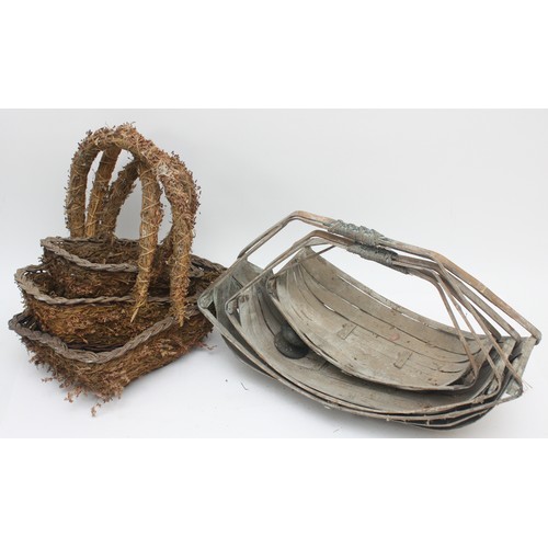 14 - Ten wicker or woven baskets, of varying sizes and shapes, two of those being nests of three, togethe... 