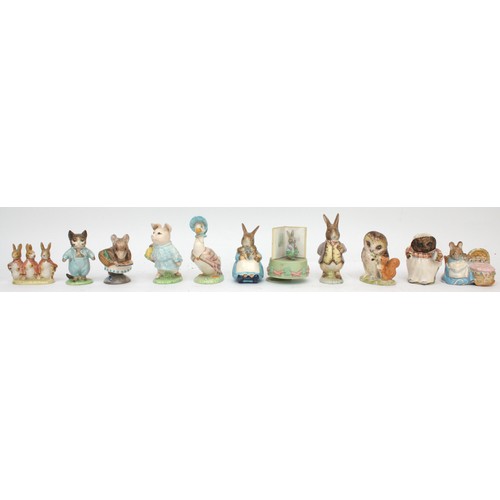 32 - Eleven Beatrix Potter ornaments, Beswick and Royal Albert, to include, Jemima Puddleduck, Appley Dap... 