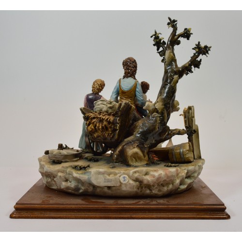 43 - Capodimonte; a large figural group, depicting a Romani woman with an infant on her lap and an adoles... 