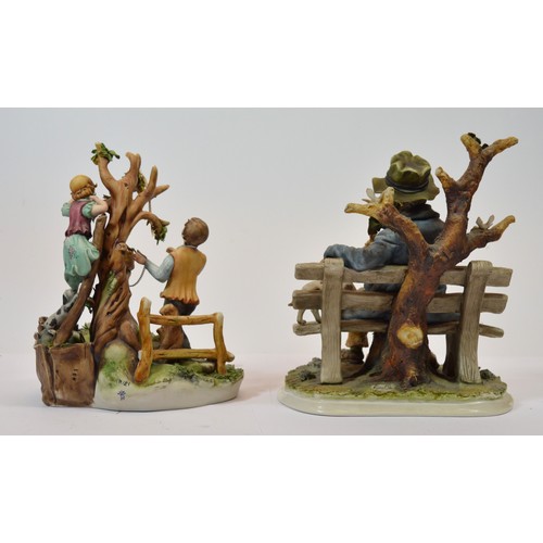 47 - Capodimonte; two figural porcelain sculptures, one entitled Rags to Riches, modelled by Zanella, c. ... 