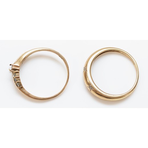 52 - A 9ct gold diamond dress ring, P, 2g, with a 9ct gold  gemset dress ring, London 1990, several setti... 