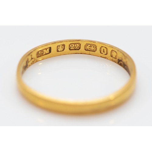 58 - A 22ct gold wedding band, Birmingham 1888, M 1/2, 1.7g