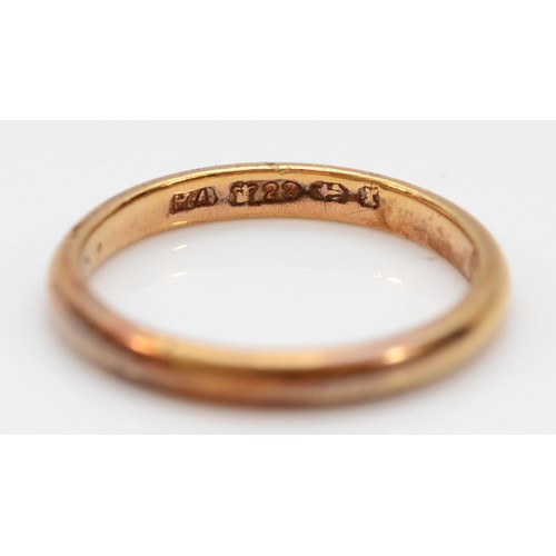 59 - A 22ct gold wedding band, Birmingham 1972, M, 3.3g