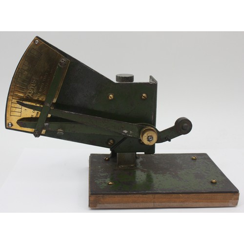 A railway track voidmeter, instructions for usage attached to wooden ...