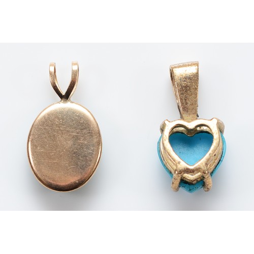 16 - Two 9ct gold turquoise pendants, 1.6g