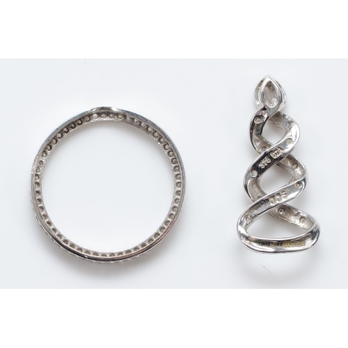 36 - Two 9ct white gold diamond pendants, 25mm, 3g