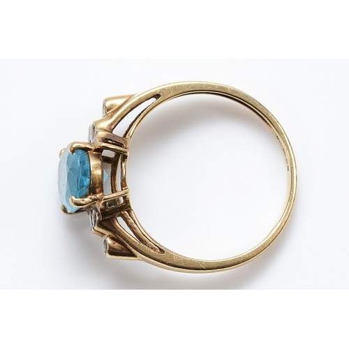 40 - A QVC 9ct gold blue topaz and diamond dress ring, N, 2.6g