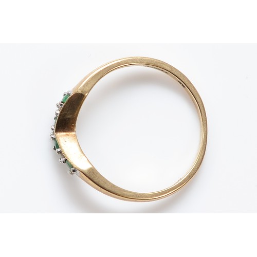 43 - A QVC 9ct gold emerald and diamond wishbone ring, N 1/2, 1.6g