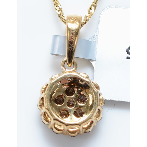 49 - A 9ct gold brilliant cut diamond pendant on a chain, 2g