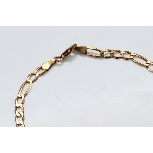 57 - A 9ct gold Figaro link bracelet, 20cm, 3.1g