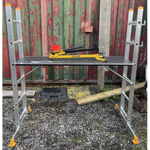 4 - A Workzone mini scaffold and ladder system, 150kg max load, together with a Workzone log splitter.