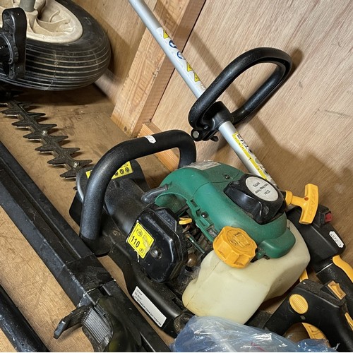 9 - Homelite 'Mighty Lite' pertol engine strimmer, a petrol engine hedge trimmer 22.5 cc engine serial n... 