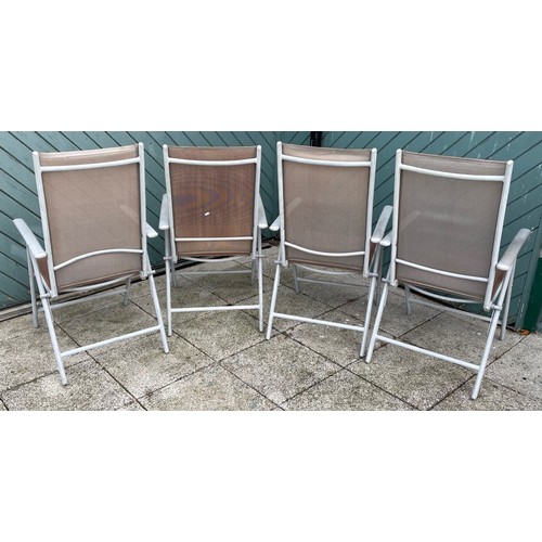17 - A set of four painted aluminium recliner garden chairs. (4)