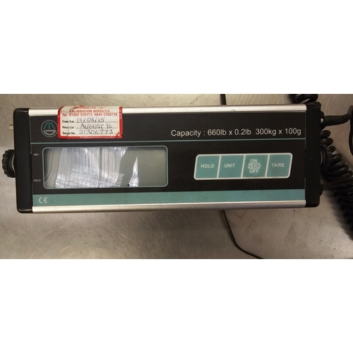 27 - A set of stainless steel scales, up to 300kg with display