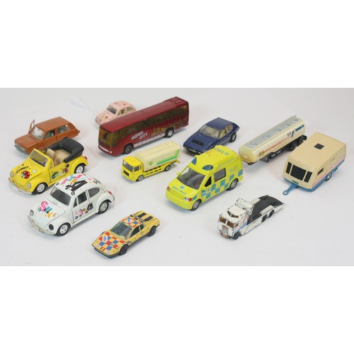 54 - A collection of playworn diecast model vehicles, in one box.