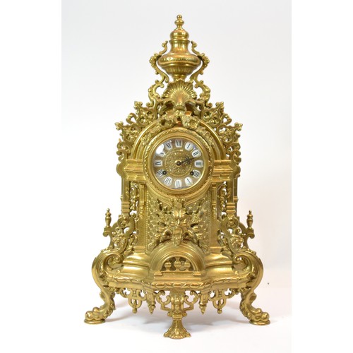 A 20th century German gilt brass mantel clock by Franz Hermle, in ...