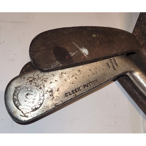 19 - Sporting related items, to include vintage golf clubs, javelin throws, and a pine sword box/case, 10... 