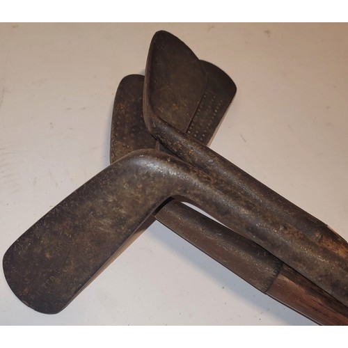 19 - Sporting related items, to include vintage golf clubs, javelin throws, and a pine sword box/case, 10... 