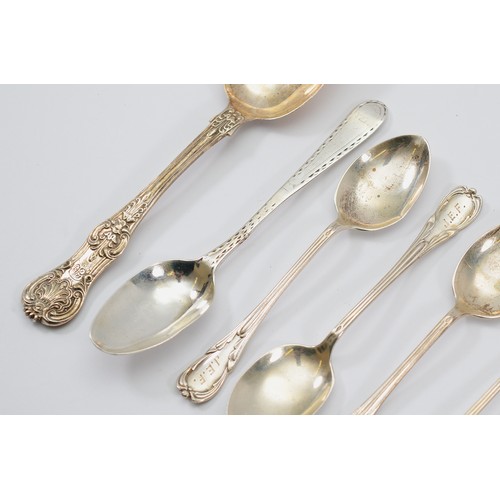 4 - A set of six silver coffee spoons, Birmingham 1906, wit engraved initials to the top, together with ... 