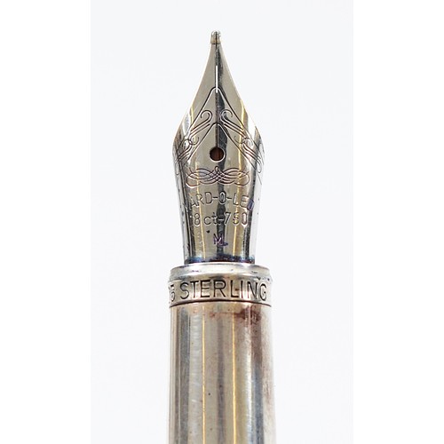 50 - A Yard O Led silver fountain pen with 750 white gold nib, Birmingham 2002, with Golden Jubilee marki... 