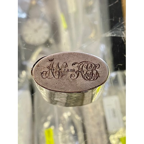 32 - A Victorian silver vesta case, Birmingham 1869, with engraved Griffin to the top, and engraved initi... 