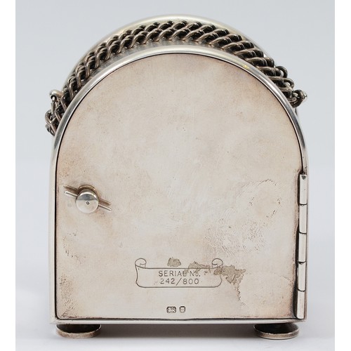 13 - Charles Frodsham, London, a limited edition Commemorative  silver Elizabeth of Glamis boudoir clock,... 