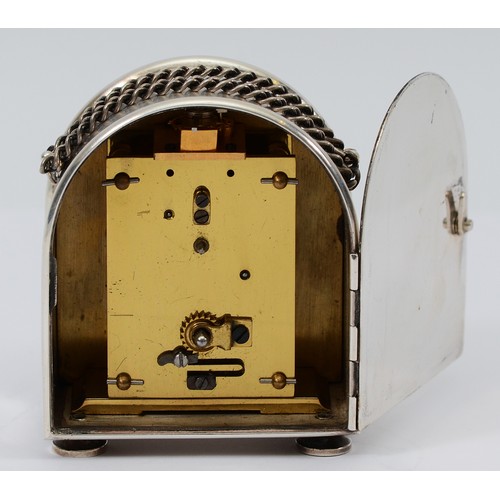 13 - Charles Frodsham, London, a limited edition Commemorative  silver Elizabeth of Glamis boudoir clock,... 