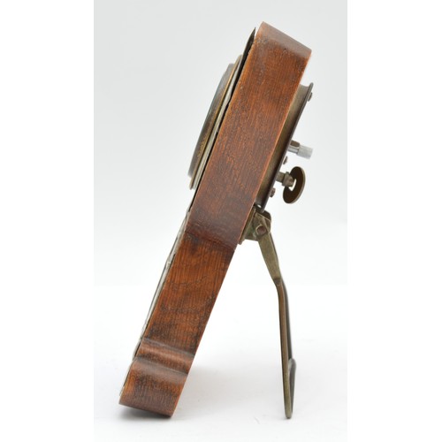 10 - An Art Nouveau silver and enamel oak easel clock, by J. Gloster, Birmingham 1907, with sinuous embos... 