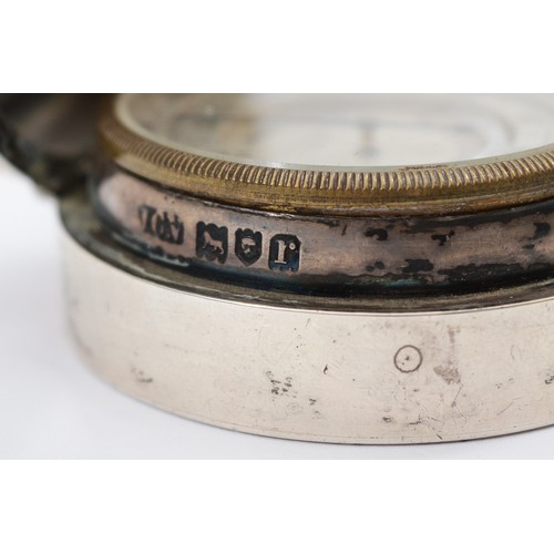 34 - A George V silver cased aneroid barometer/thermometer, by J.C. Vickery, London 1914, retailed by the... 