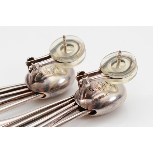 61 - Georg Jensen, a pair of silver drop earrings design number 235 by Astrid Fog, Sheffield 2015, 65mm, ... 