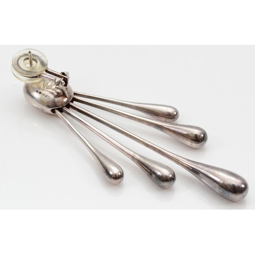 61 - Georg Jensen, a pair of silver drop earrings design number 235 by Astrid Fog, Sheffield 2015, 65mm, ... 