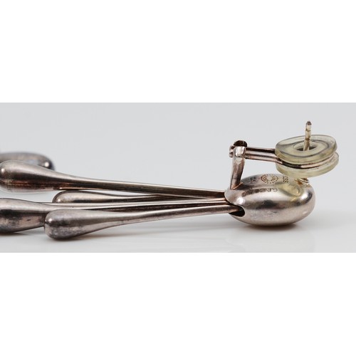 61 - Georg Jensen, a pair of silver drop earrings design number 235 by Astrid Fog, Sheffield 2015, 65mm, ... 