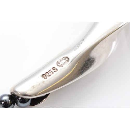 59 - Georg Jensen and Hans Hansen, a 925 silver and hematite beaded necklace, 3mm beads, 40cm, with box