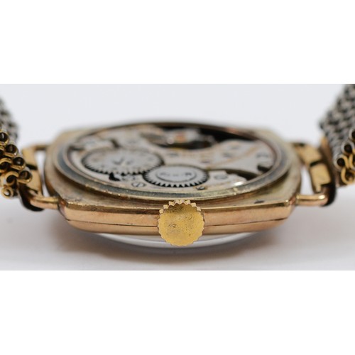 224 - Rolex, a 9ct gold manual wind cushion shape gentleman's wristwatch, Glasgow import 1929, the unsigne... 