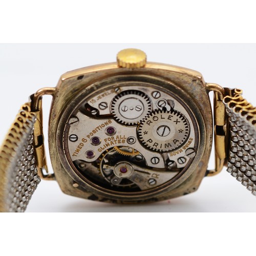 224 - Rolex, a 9ct gold manual wind cushion shape gentleman's wristwatch, Glasgow import 1929, the unsigne... 
