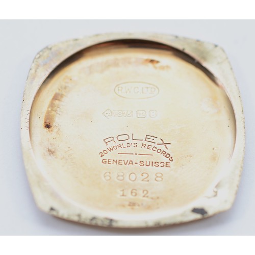 224 - Rolex, a 9ct gold manual wind cushion shape gentleman's wristwatch, Glasgow import 1929, the unsigne... 
