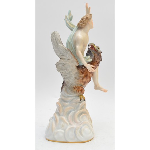 373 - Meissen; c. 1850-1900, a porcelain figurine depicting Ganymede and the Eagle, base stamped with cros... 