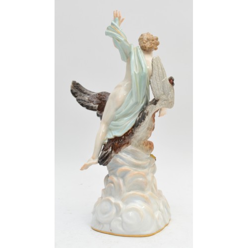 373 - Meissen; c. 1850-1900, a porcelain figurine depicting Ganymede and the Eagle, base stamped with cros... 