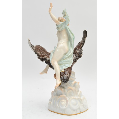 373 - Meissen; c. 1850-1900, a porcelain figurine depicting Ganymede and the Eagle, base stamped with cros... 