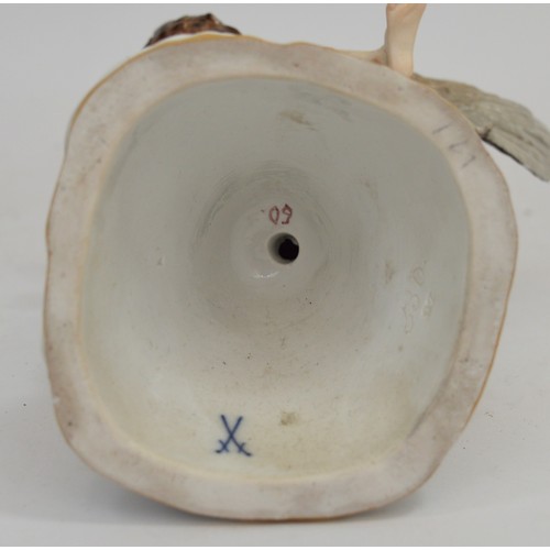 373 - Meissen; c. 1850-1900, a porcelain figurine depicting Ganymede and the Eagle, base stamped with cros... 